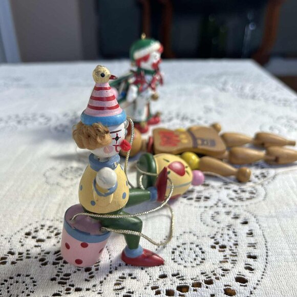 MCM wooden clown Christmas ornament trio - Picture 3 of 9